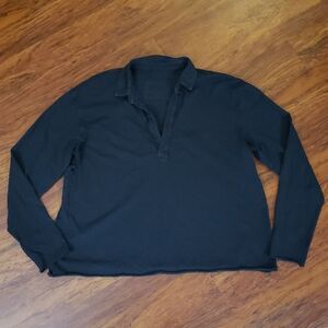 Frank & Eileen Black Charcoal Cropped Oversized Long Sleeve Shirt Size Medium